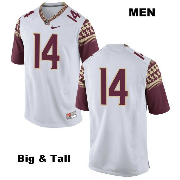 Men's NCAA Nike Florida State Seminoles #14 Deonte Sheffield College Big & Tall No Name White Stitched Authentic Football Jersey EZO0469EF